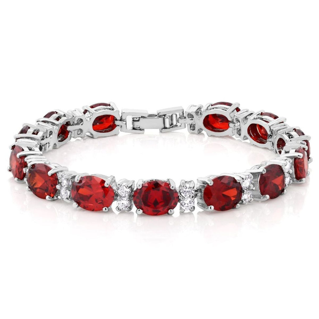 Tennis Ruby Red Cubic Zirconia American Diamond Bracelet Women Bulk