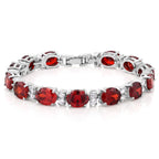 Tennis Ruby Red Cubic Zirconia American Diamond Bracelet Women Bulk