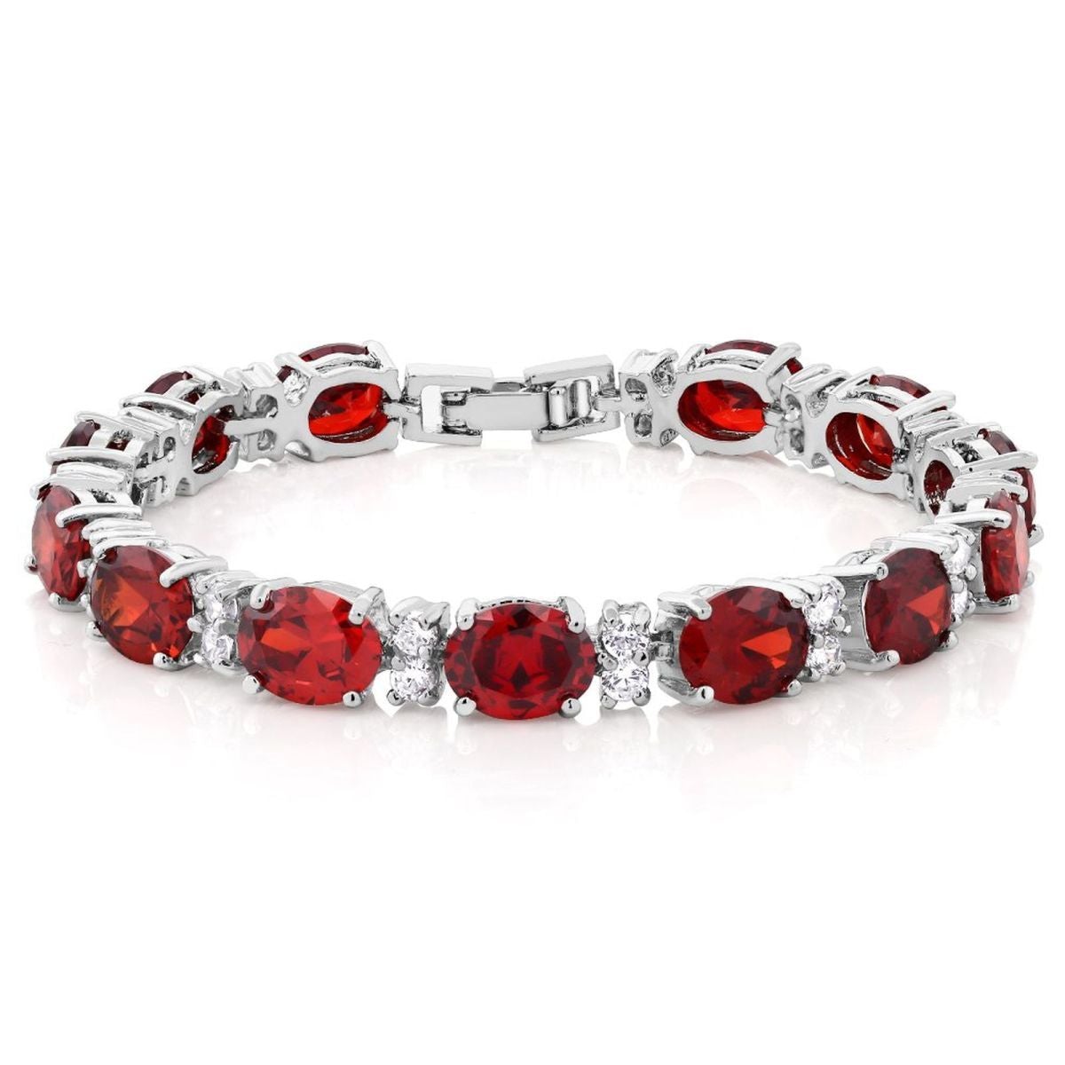 Tennis Ruby Red Cubic Zirconia American Diamond Bracelet Women Bulk