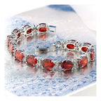 Tennis Ruby Red Cubic Zirconia American Diamond Bracelet Women Bulk