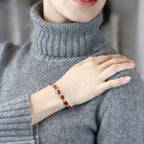 Tennis Ruby Red Cubic Zirconia American Diamond Bracelet Women Bulk