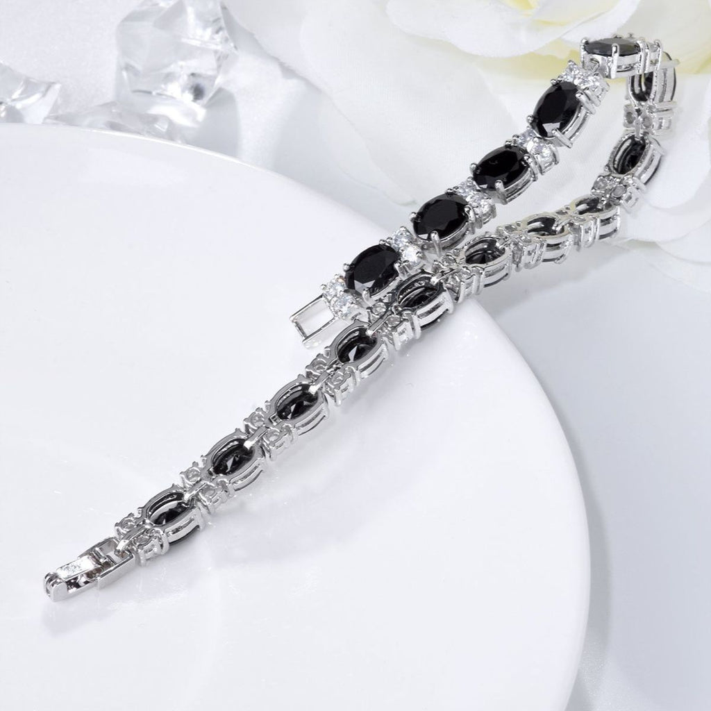 Tennis Black Cubic Zirconia American Diamond Bracelet For Women Bulk