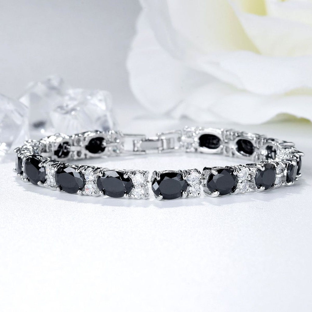 Tennis Black Cubic Zirconia American Diamond Bracelet For Women Bulk