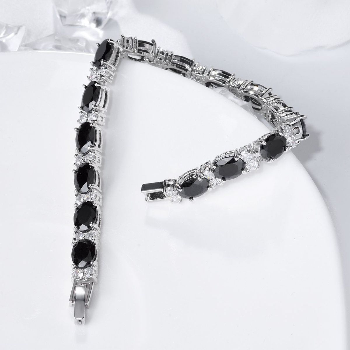 Tennis Black Cubic Zirconia American Diamond Bracelet For Women Bulk