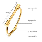 D Shape Bar Horse Shoe Cuff Shackle Stainless Steel Gold Bangle Bulk