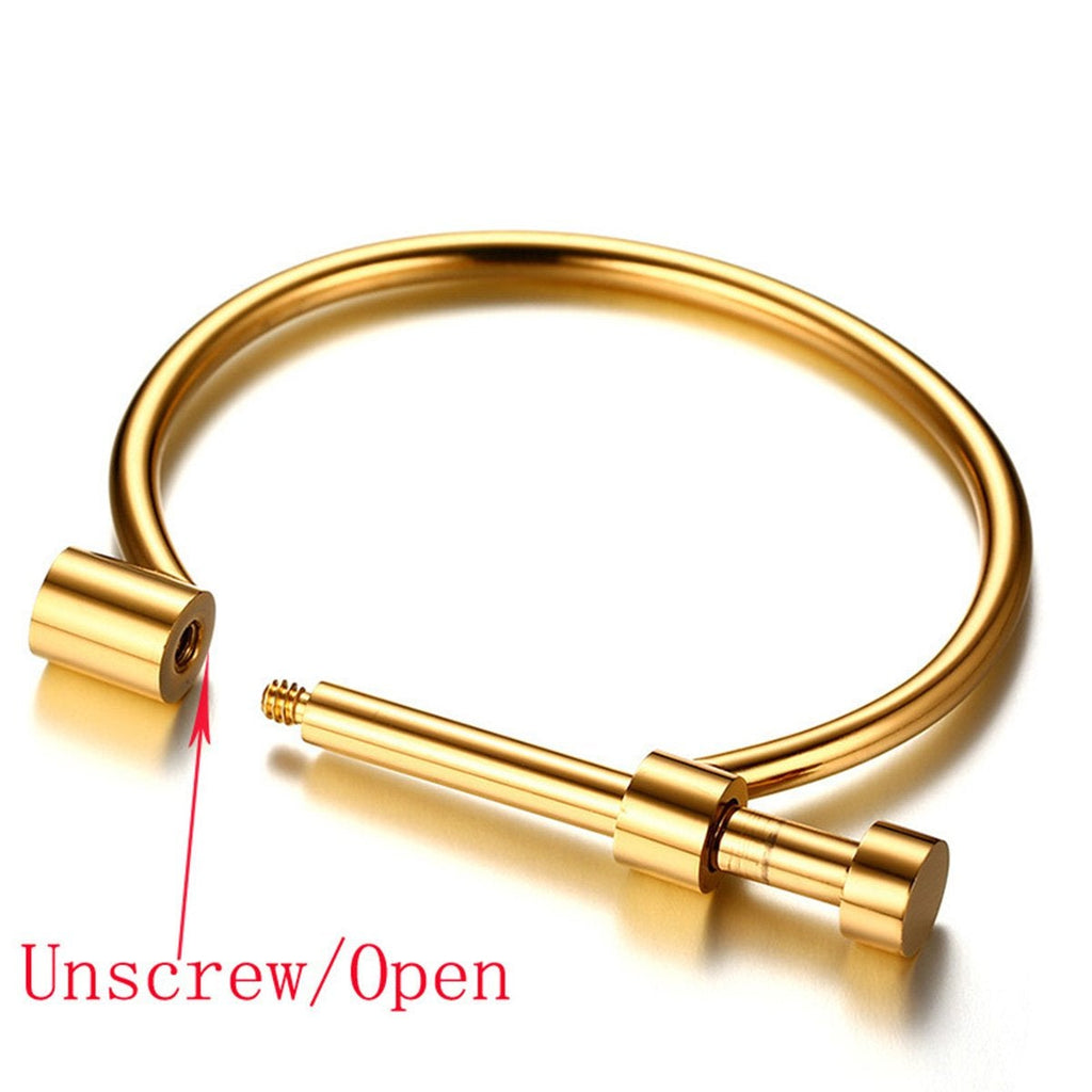 D Shape Bar Horse Shoe Cuff Shackle Stainless Steel Gold Bangle Bulk