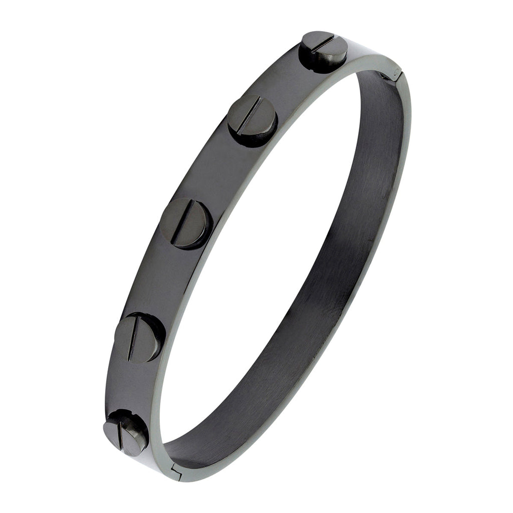 Luxury Screw Stainless Steel Black Kada Bangle Men Bulk