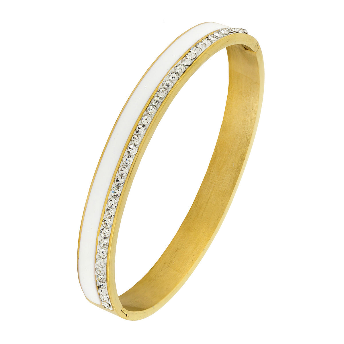 Stainless Steel Gold CZ Bangle Cuff Kada Bracelet Bulk Main image