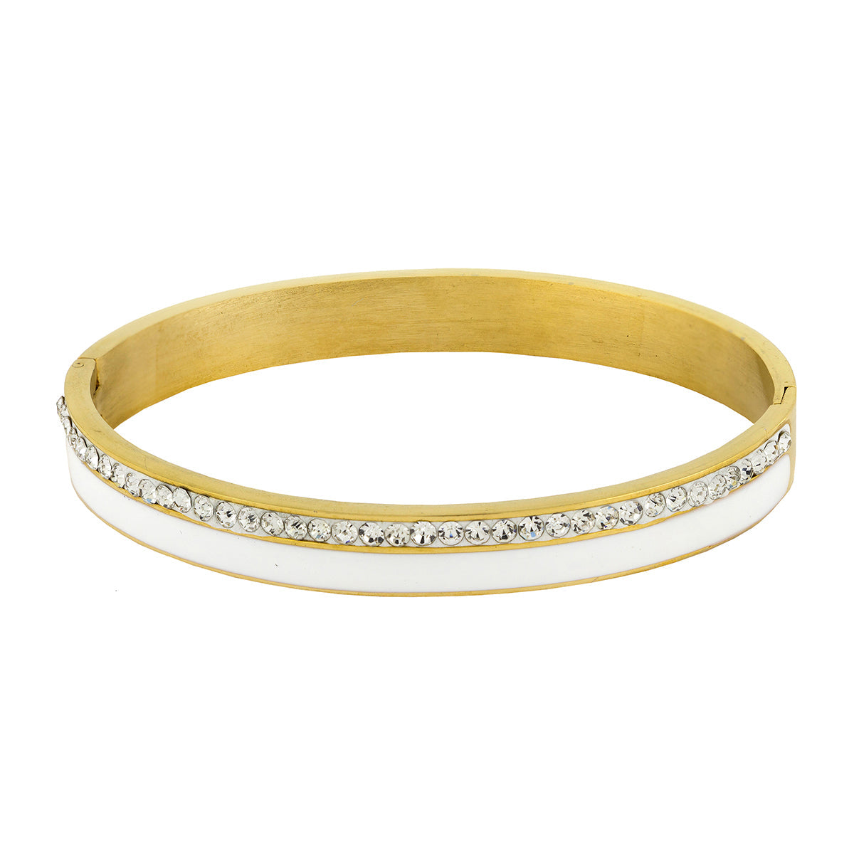 Stainless Steel Gold CZ Bangle Cuff Kada Bracelet Bulk Secondary image