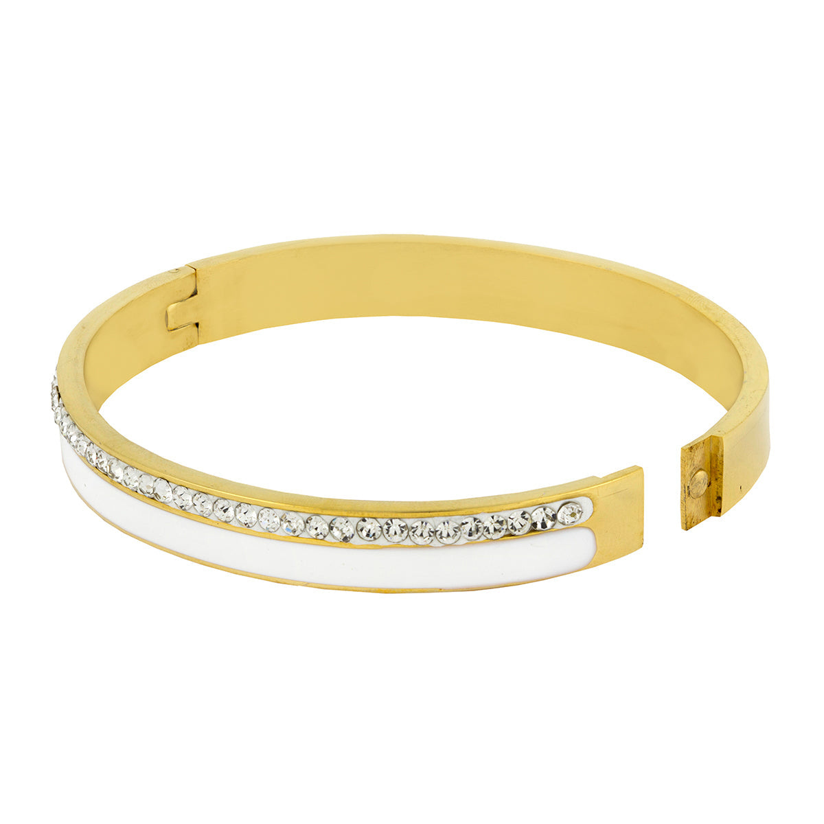 Stainless Steel Gold CZ Bangle Cuff Kada Bracelet Bulk