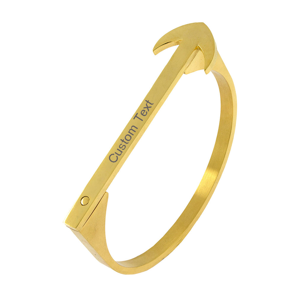 Arrow Gold Stainless Steel Personalized Engraved Bangle Kada Bulk