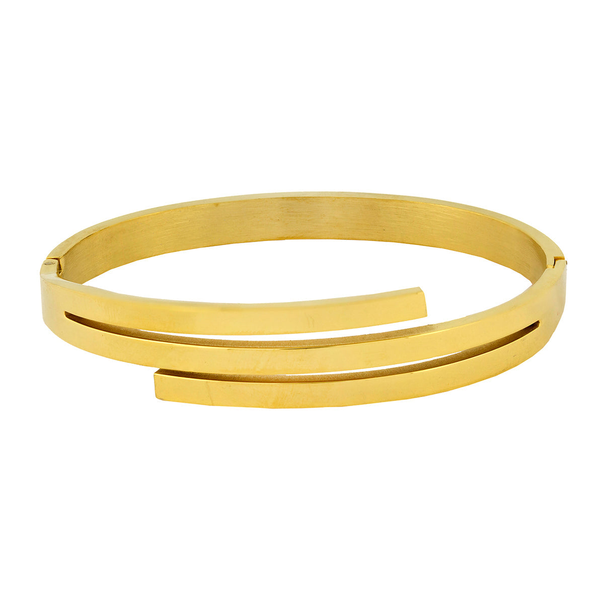 Waves 18Kgold Stainless Steel Gold Bangle Cuff Kada Bracelet Men Bulk Secondary image