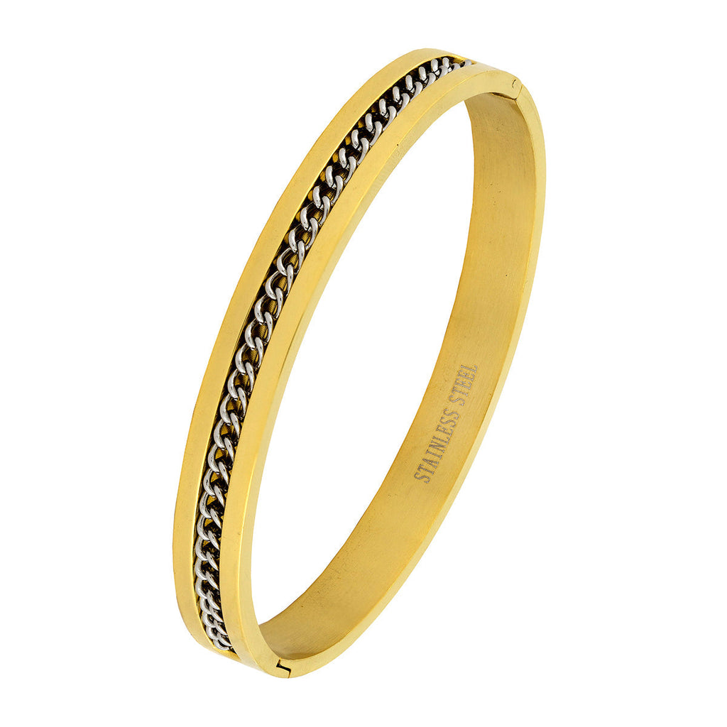 Curb 18K Gold Stainless Steel Openable Bangle Cuff Kada Bracelet Bulk