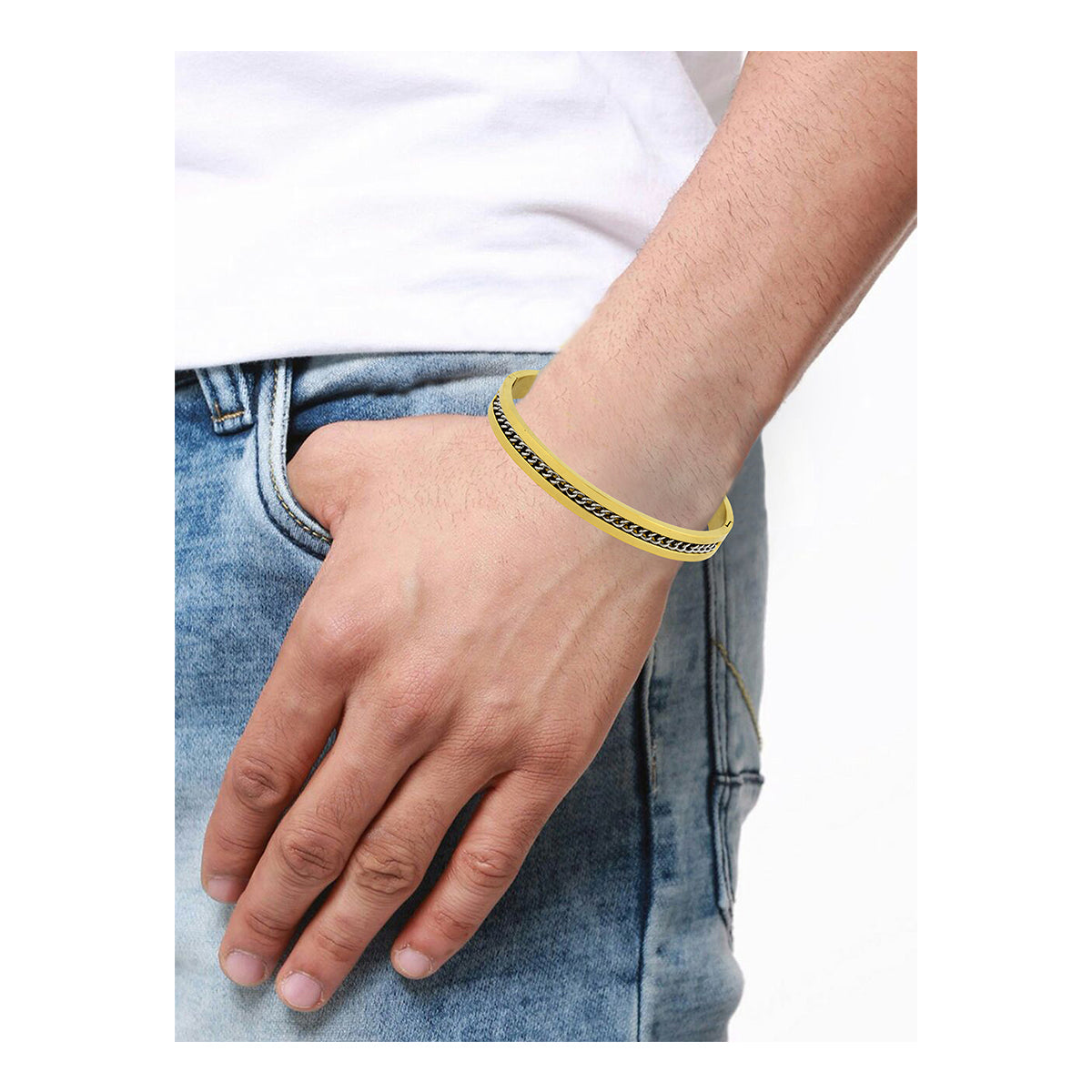 Curb 18K Gold Stainless Steel Openable Bangle Cuff Kada Bracelet Bulk