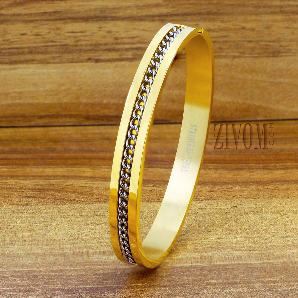 Curb 18K Gold Stainless Steel Openable Bangle Cuff Kada Bracelet Bulk