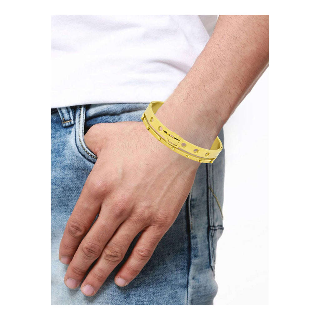 Belt 18K Gold Stainless Steel Openable Bangle Cuff Kada Bracelet Bulk