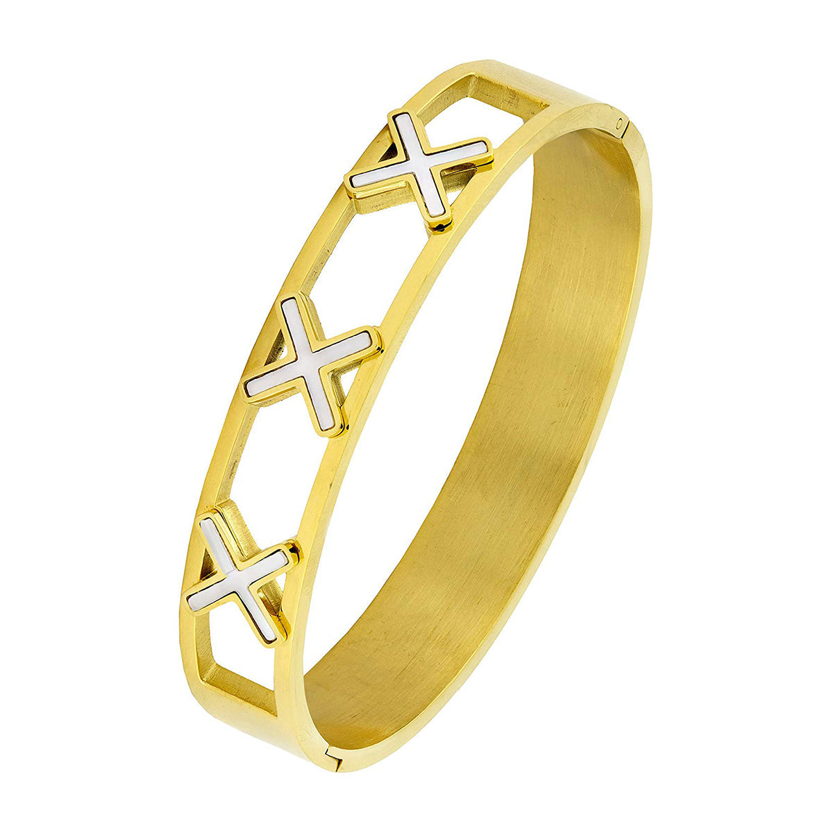 Cross 18K Gold Stainless Steel Bangle Cuff Kada Bracelet Women Bulk