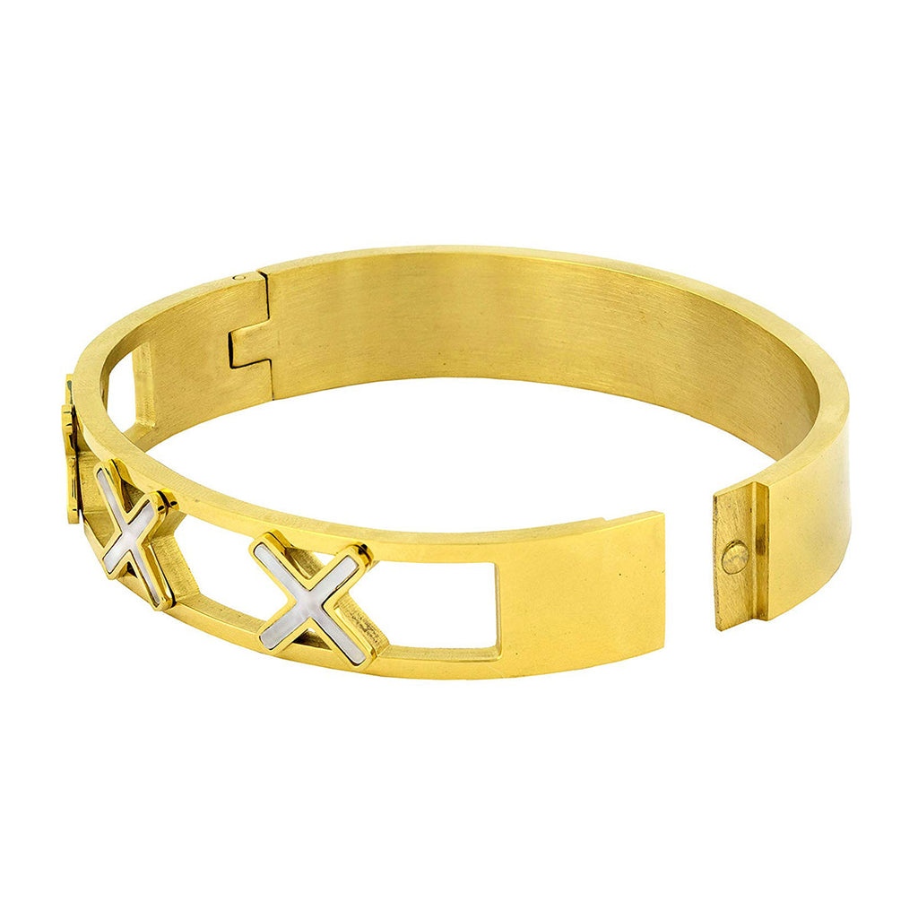 Cross 18K Gold Stainless Steel Bangle Cuff Kada Bracelet Women Bulk