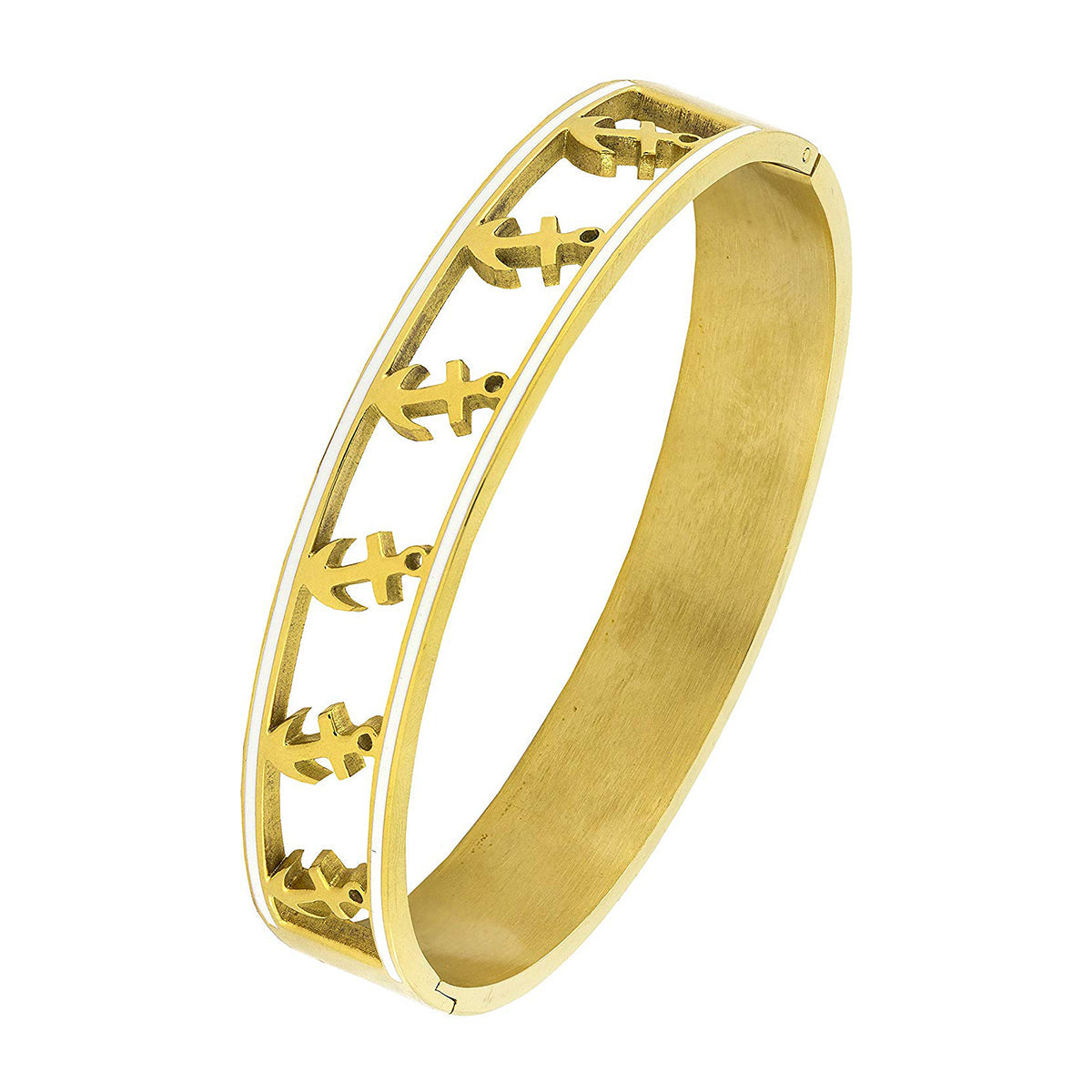 Anchor 18K Gold Stainless Steel Bangle Cuff Kada Bracelet Women Bulk