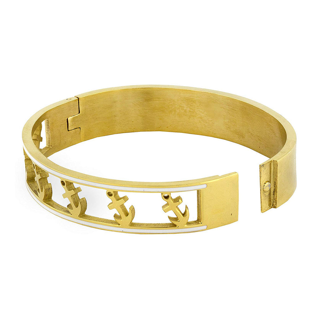 Anchor 18K Gold Stainless Steel Bangle Cuff Kada Bracelet Women Bulk
