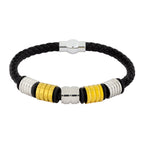 18K Gold Braided Leather Strand Wrist Band Bracelet For Men Bulk