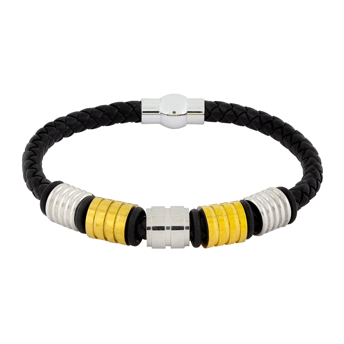 18K Gold Braided Leather Strand Wrist Band Bracelet For Men Bulk