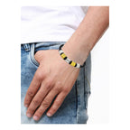 18K Gold Braided Leather Strand Wrist Band Bracelet For Men Bulk