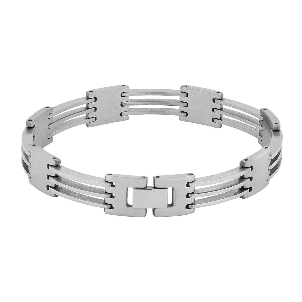 Geometric Glossy Matte Links Daily Stainless Steel Bracelet Men Bulk