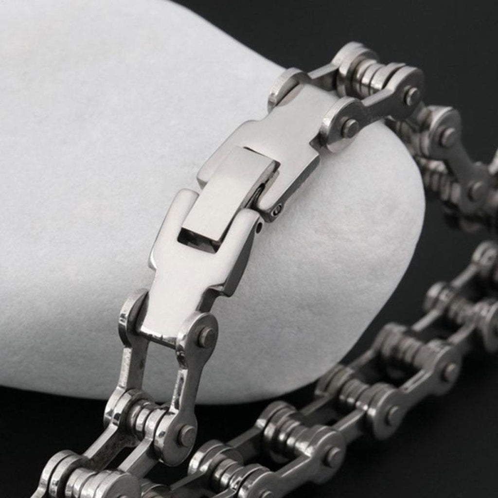 Bike Motor Cycle Chain Silver 316L Stainless Steel Bracelet Men Bulk