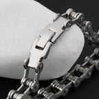Bike Motor Cycle Chain Silver 316L Stainless Steel Bracelet Men Bulk