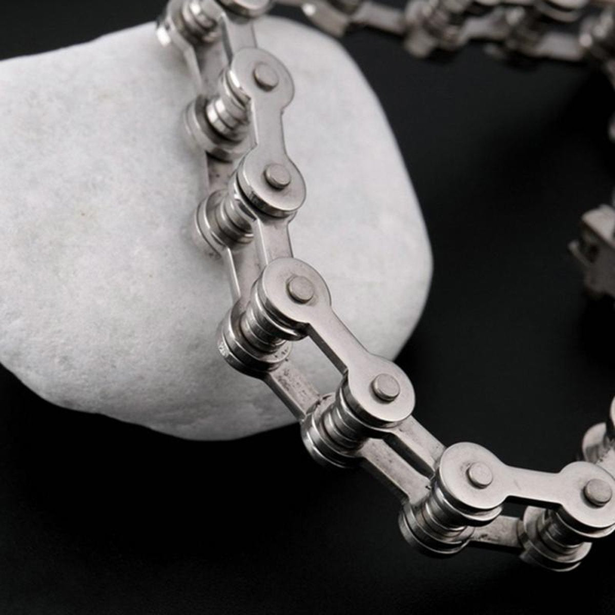 Bike Motor Cycle Chain Silver 316L Stainless Steel Bracelet Men Bulk