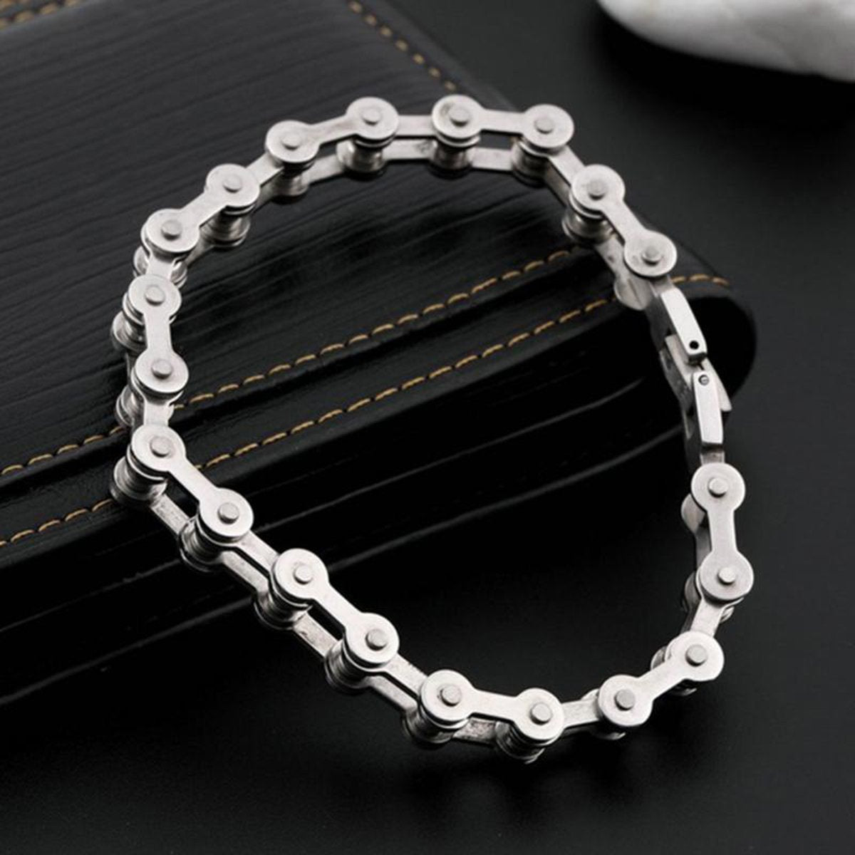 Bike Motor Cycle Chain Silver 316L Stainless Steel Bracelet Men Bulk Main image