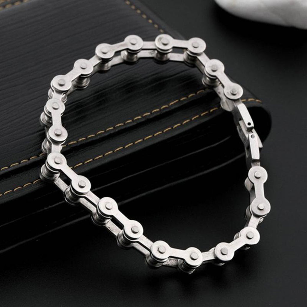 Bike Motor Cycle Chain Silver 316L Stainless Steel Bracelet Men Bulk