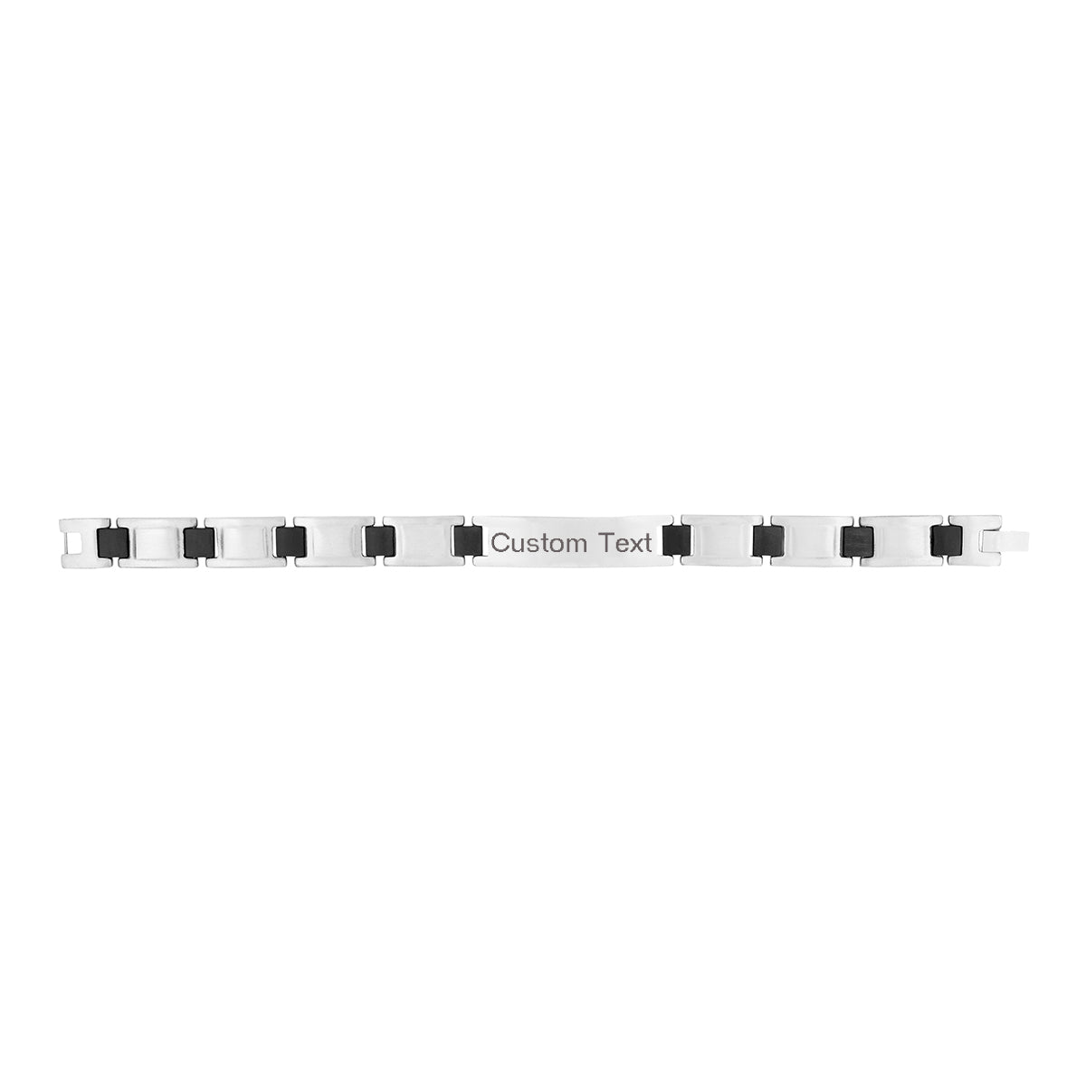 Stylish Biker Black Accents 316L Stainless Steel Personalized Engraved Bracelet For Men