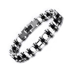 Bike Motor Cycle Chain Black Silver Stainless Steel Bracelet Men Bulk