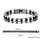 Bike Motor Cycle Chain Black Silver Stainless Steel Bracelet Men Bulk