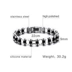 Bike Motor Cycle Chain Black Silver Stainless Steel Bracelet Men Bulk