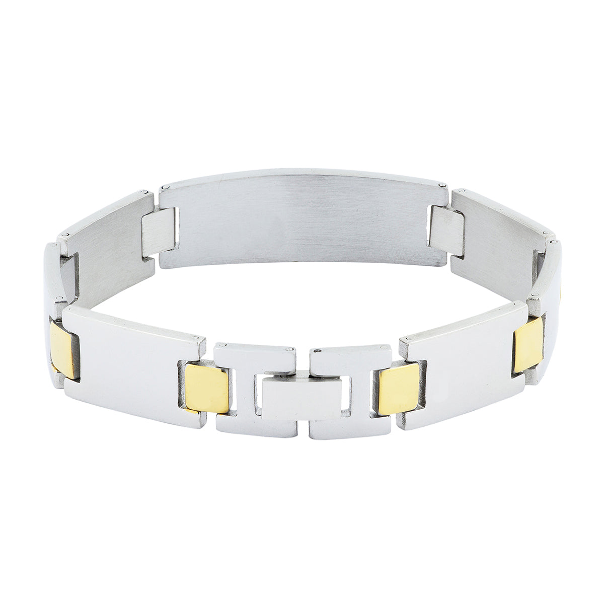 Glossy Two Tone 18K Gold Accents Stainless Steel Chain Bracelet Bulk Secondary image