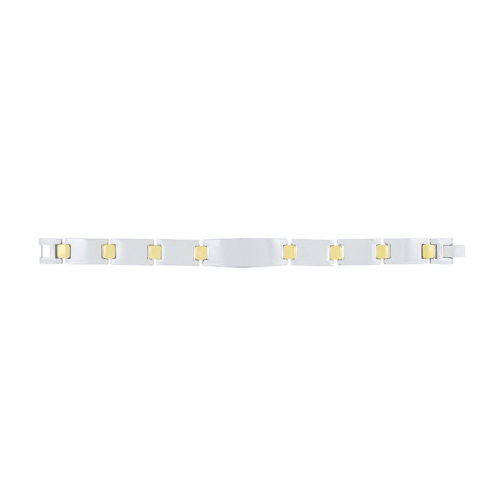 Glossy Two Tone 18K Gold Accents Stainless Steel Chain Bracelet Bulk