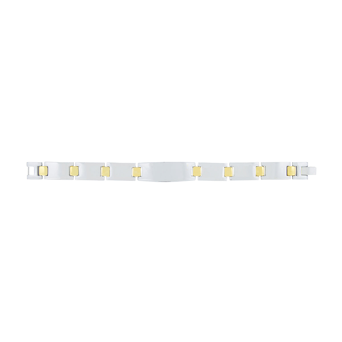Glossy Two Tone 18K Gold Accents Stainless Steel Chain Bracelet Bulk
