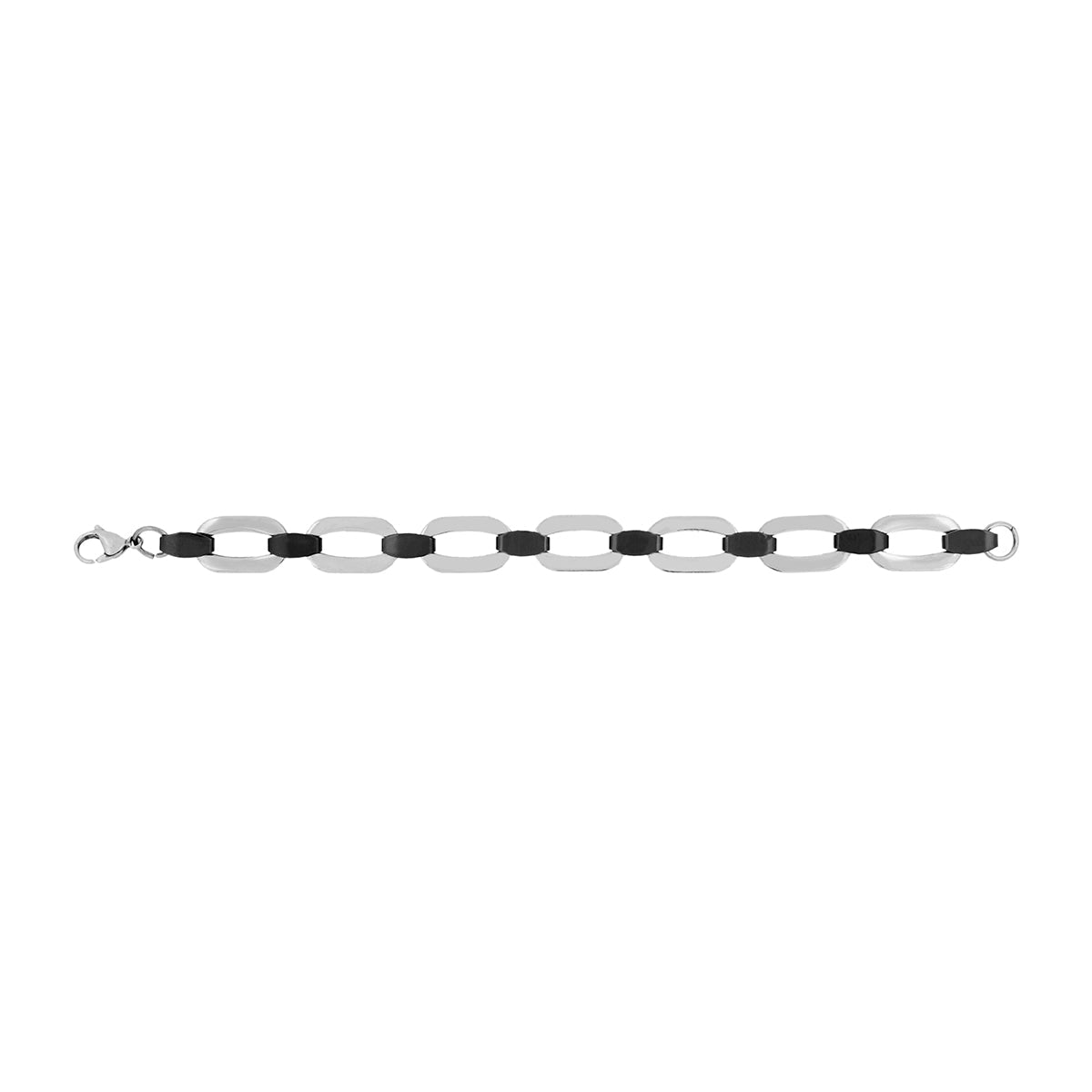 Biker Black Accents Silver Stainless Steel Chain Bracelet For Men Secondary image