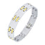 Glossy Dual Tone 18K Gold Accents Stainless Steel Chain Bracelet Bulk