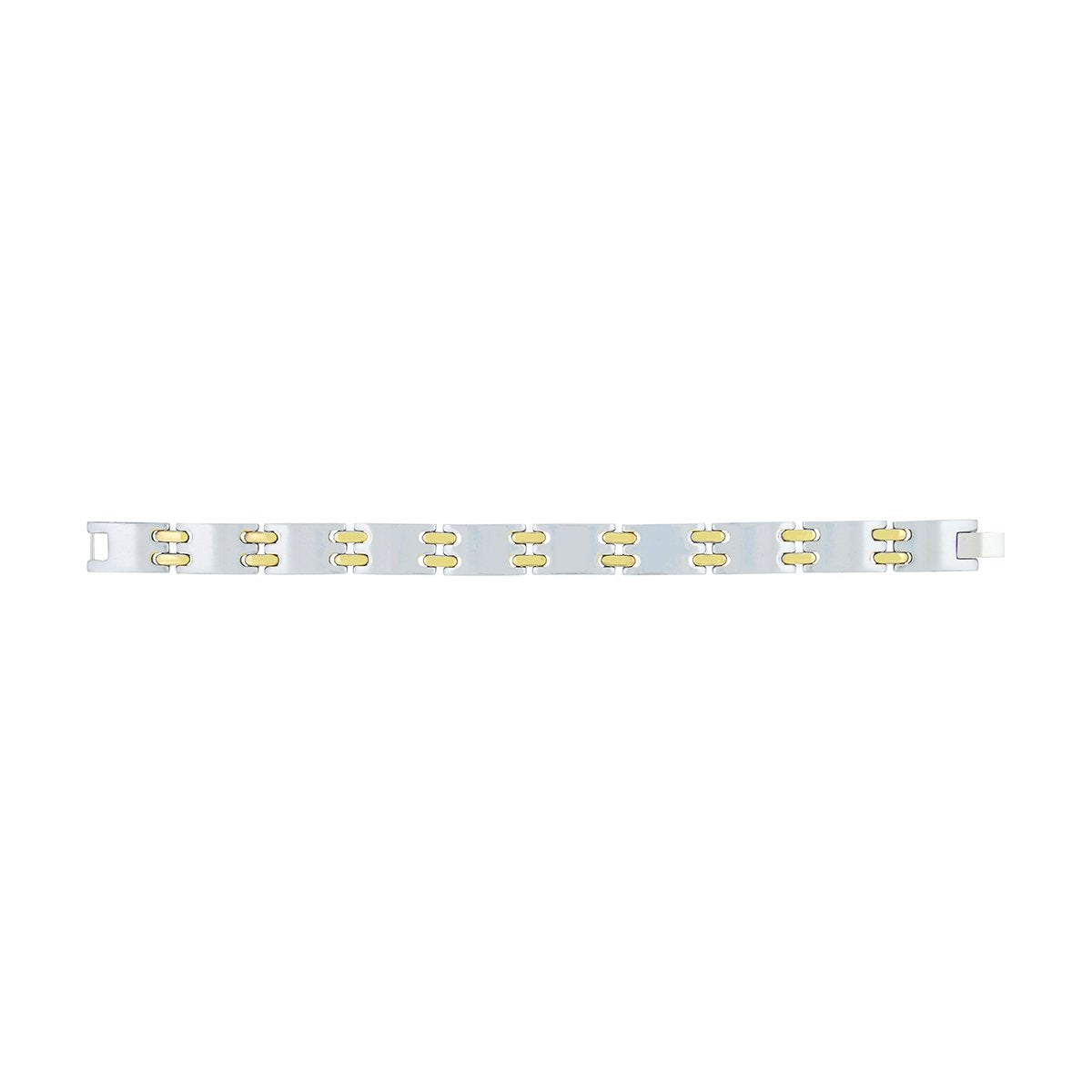 Glossy Dual Tone 18K Gold Accents Stainless Steel Chain Bracelet Bulk