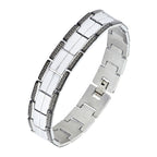 Stylish Biker Black Silver 316L Stainless Steel Bracelet For Men Bulk