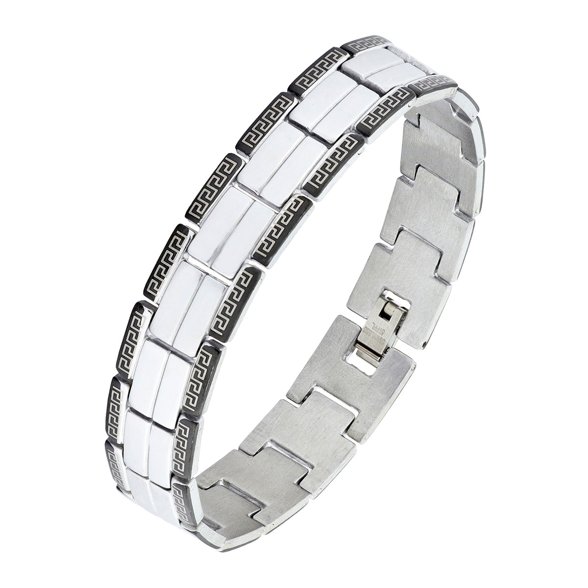 Stylish Biker Black Silver 316L Stainless Steel Bracelet For Men Bulk