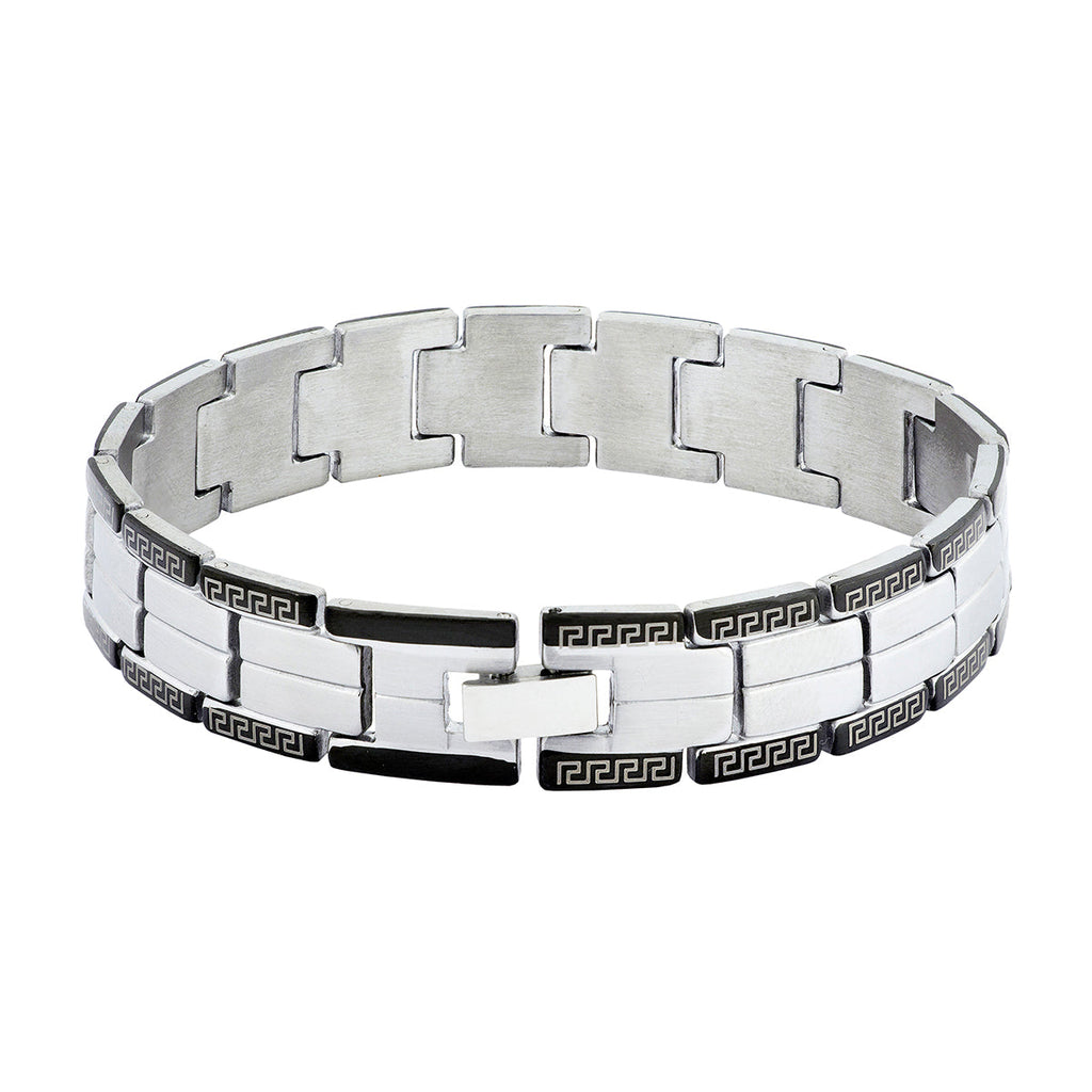 Stylish Biker Black Silver 316L Stainless Steel Bracelet For Men Bulk