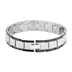 Stylish Biker Black Silver 316L Stainless Steel Bracelet For Men Bulk
