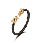 Lion Dragon Black Gold Stainless Steel Cuff Kada Bangle Bracelet Bulk