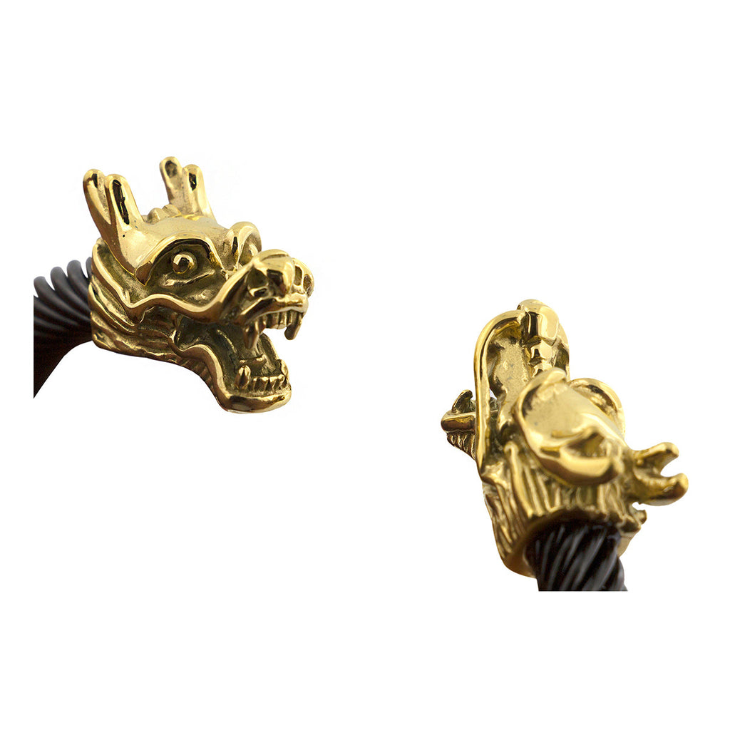 Lion Dragon Black Gold Stainless Steel Cuff Kada Bangle Bracelet Bulk