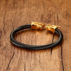 Lion Dragon Black Gold Stainless Steel Cuff Kada Bangle Bracelet Bulk